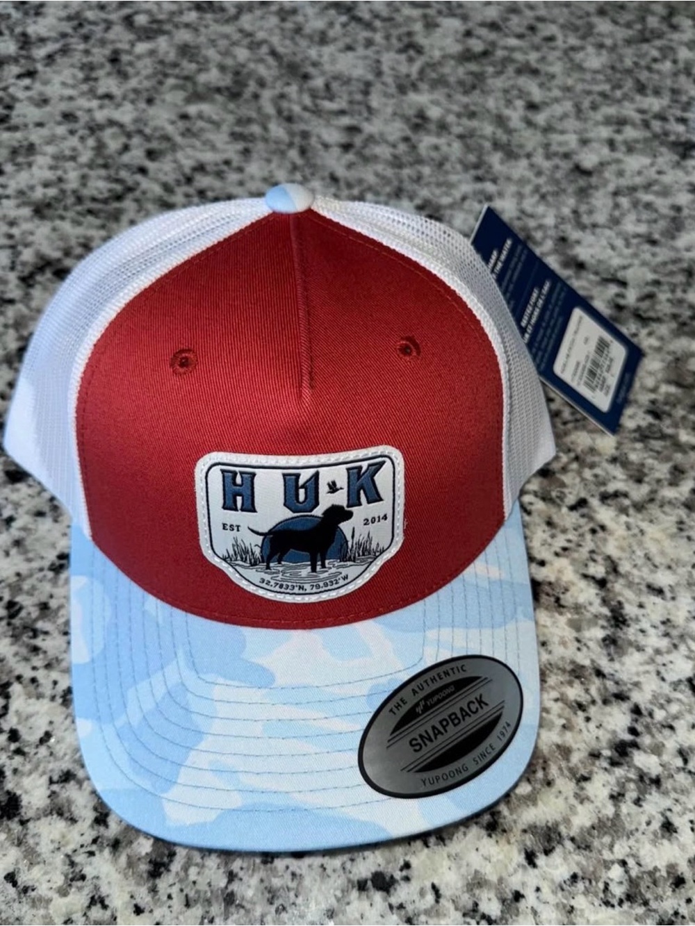 Huk Kids Red & Light Blue Trucker Snapback Hat